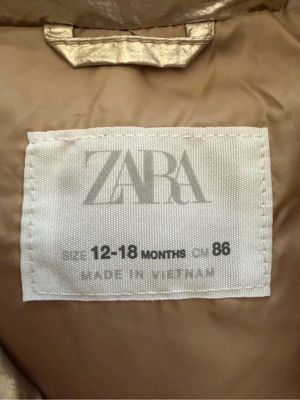 Zara Metallic Cream Puffer Jacket for Kids